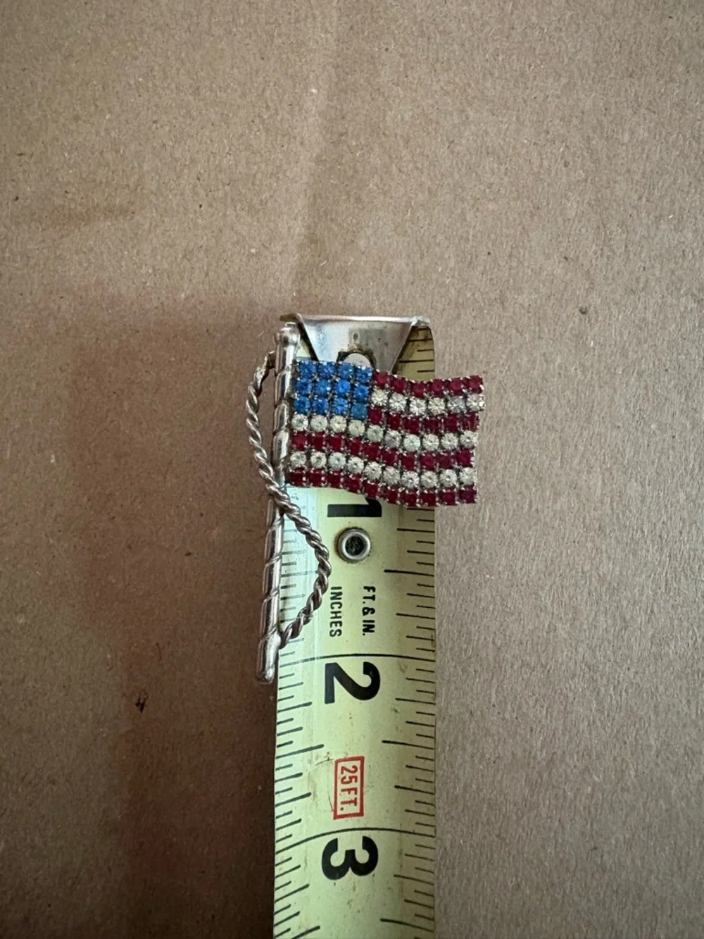 Rhinestone American Flag Pin - Red, White & Blue - Picture 3 of 4
